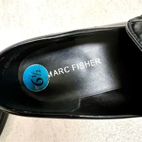 Marc Fisher Women's Kchris Loafer black patent leather size 6.5 blocked heel - Picture 7 of 10